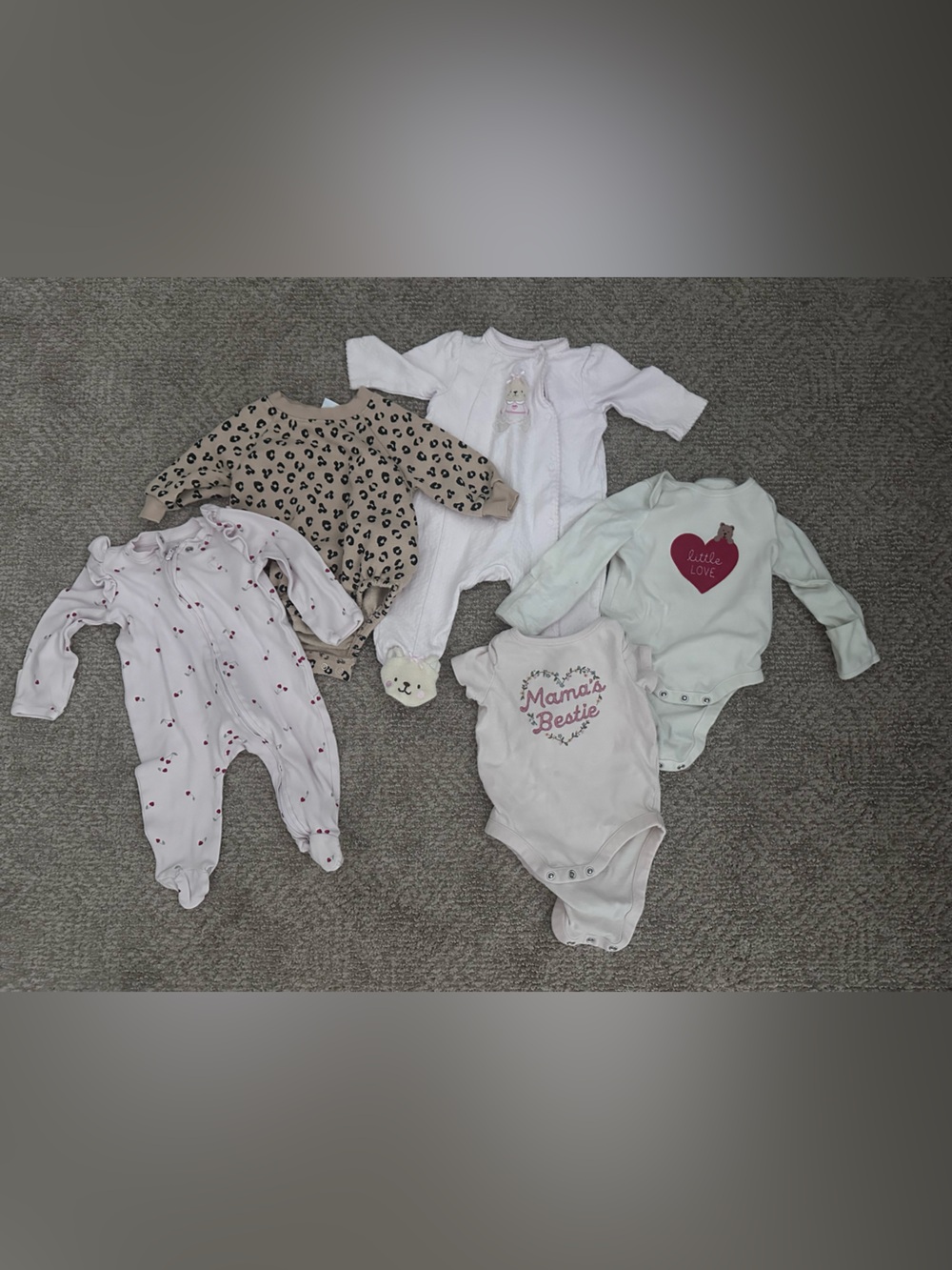 Baby girl bundle Gap Cherry, leopard sweatshirt onesie; little me